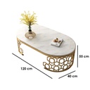 Steel and Marble Coffee Table Gold - 55x40x120 cm