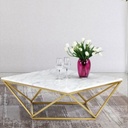 Steel and Marble Coffee Table Gold - 75x75x45 cm