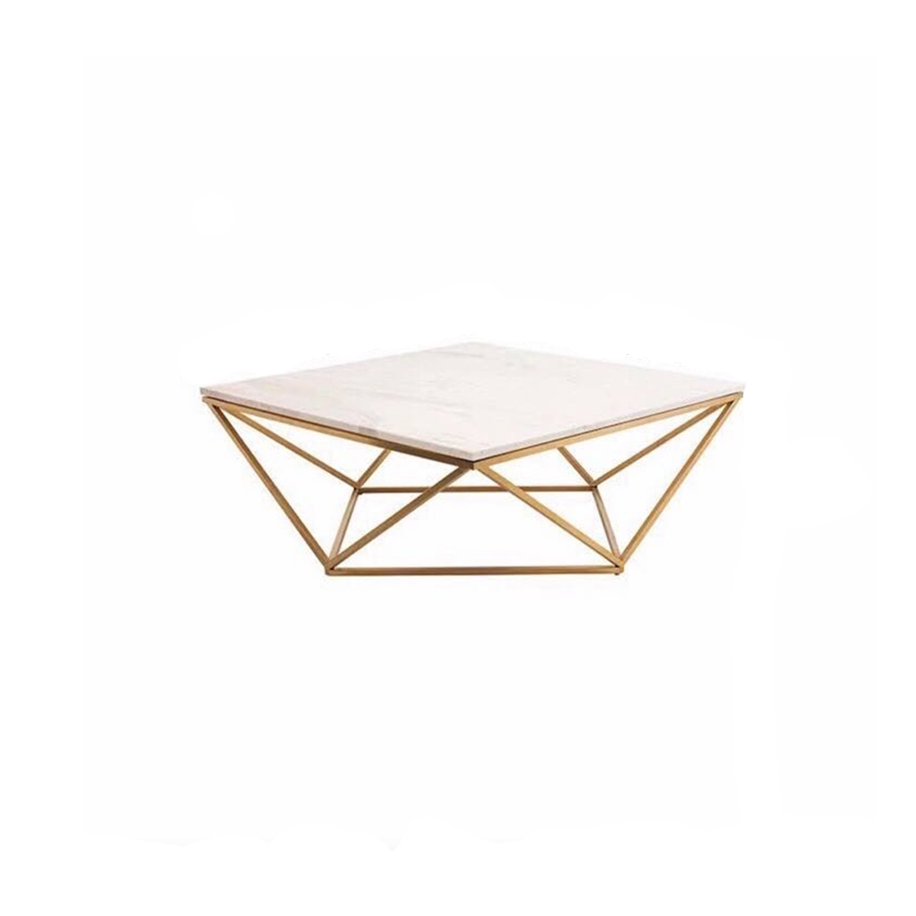 Steel and Marble Coffee Table Gold - 75x75x45 cm