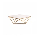 Steel and Marble Coffee Table Gold - 75x75x45 cm
