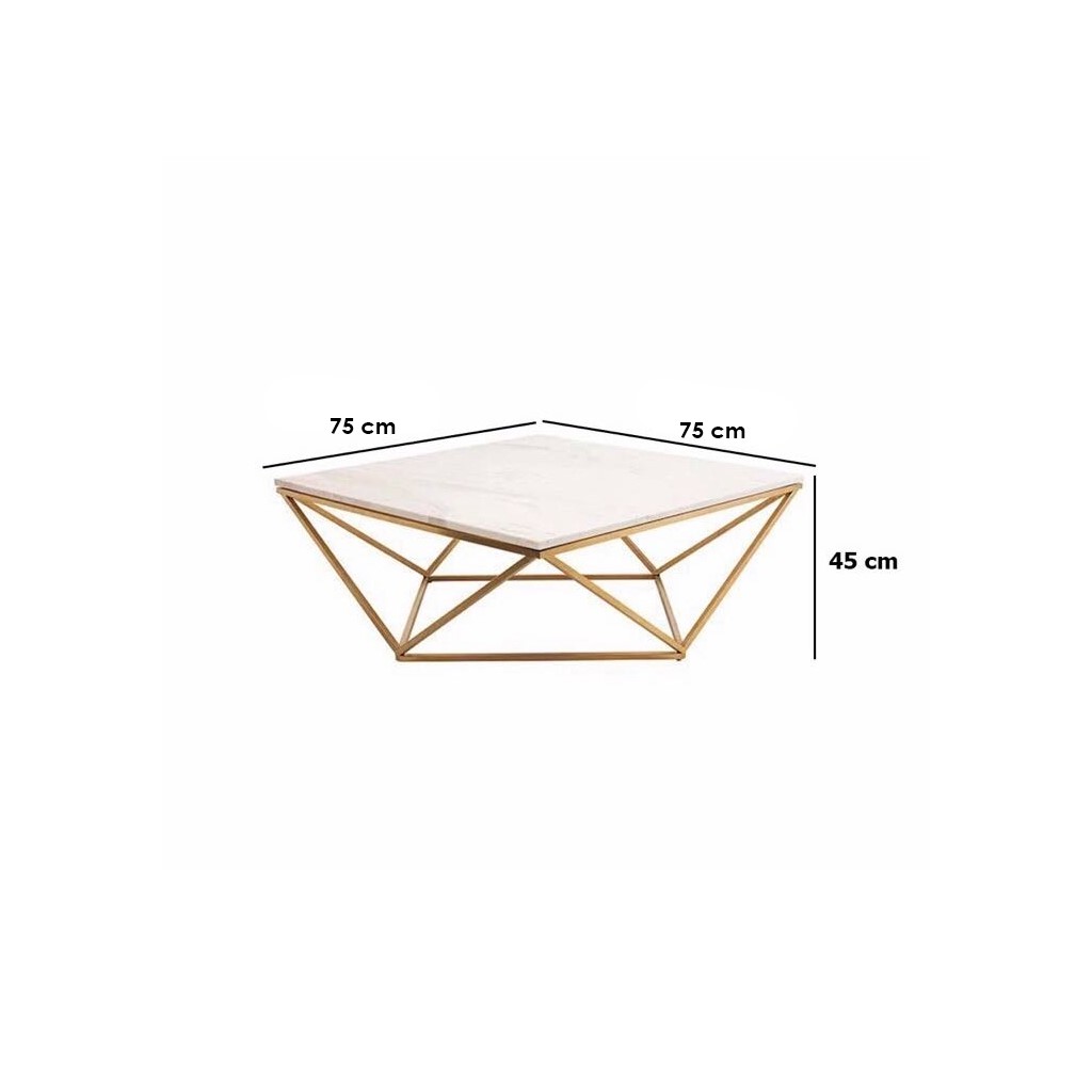 Steel and Marble Coffee Table Gold - 75x75x45 cm