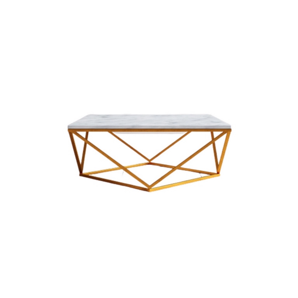 Steel and Marble Coffee Table Gold - 90x90x45 cm