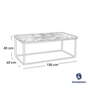 Steel and Marble Coffee Table Gold and White - 45x60x120 cm