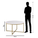 Steel and Marble Coffee Table White and Gold - 90x50 cm