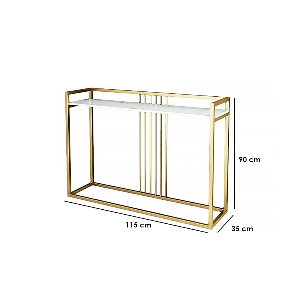 Steel and Marble Console Gold - 80x35x120 cm