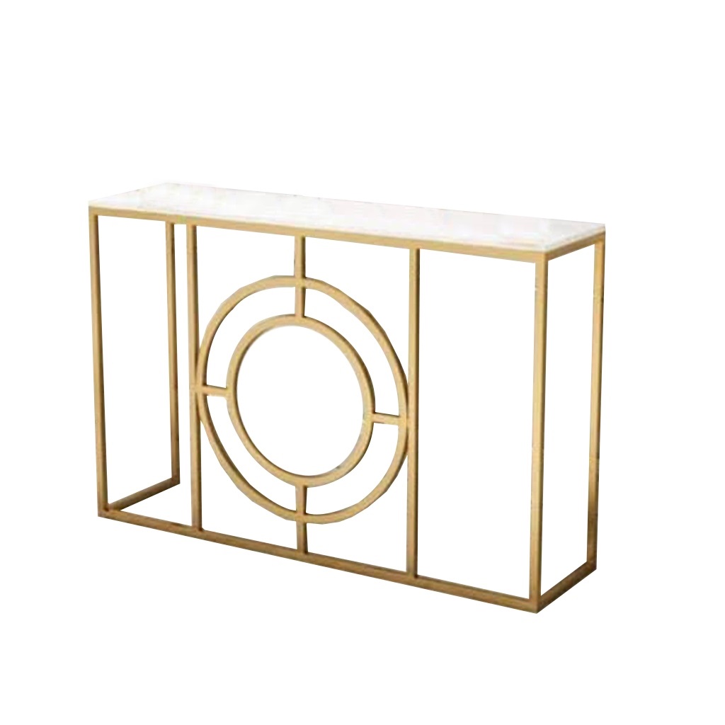 Steel and Marble Console Gold - 90x35x125 cm