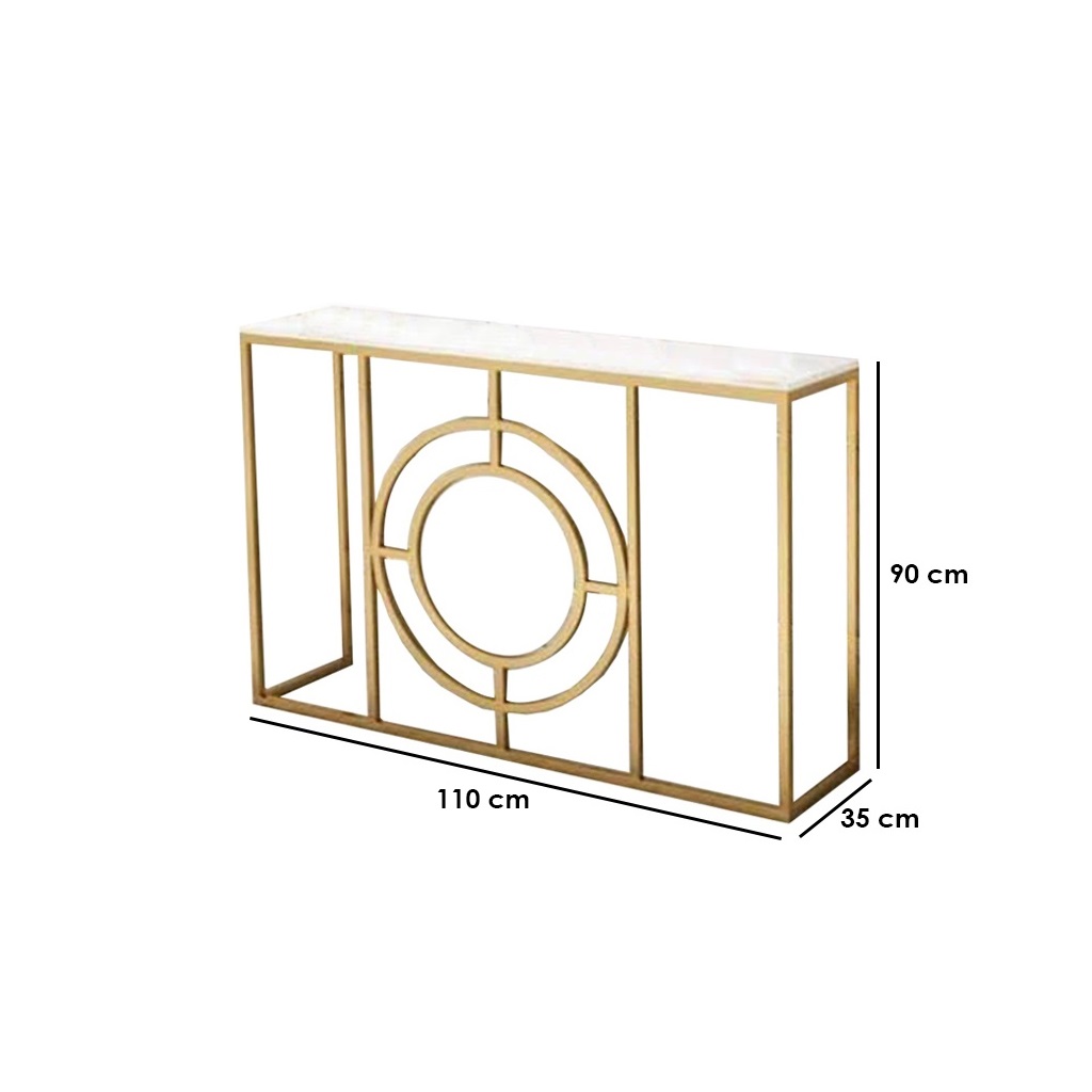 Steel and Marble Console Gold - 90x35x125 cm