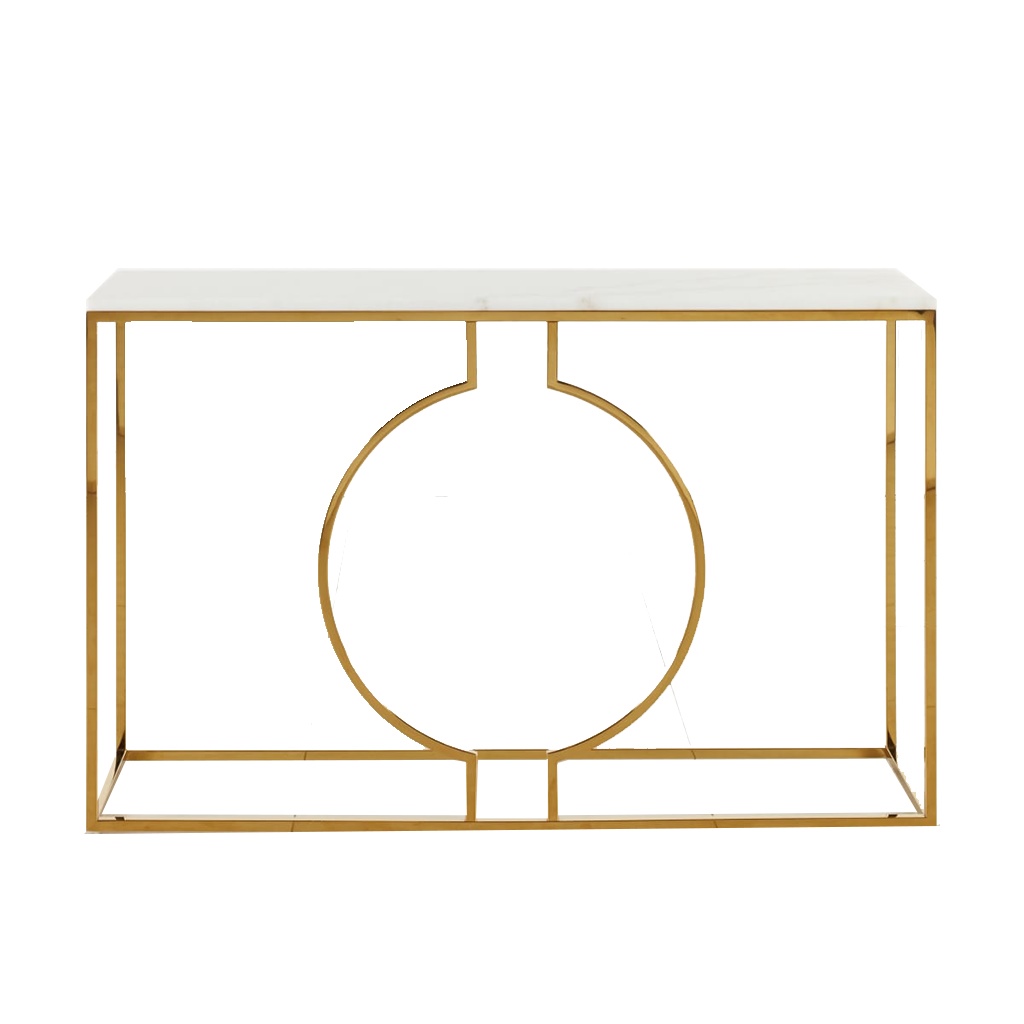 Steel and Marble Console Gold - 90x40x120 cm