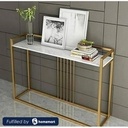 Steel and Marble Console Gold and White - 90x40x120 cm