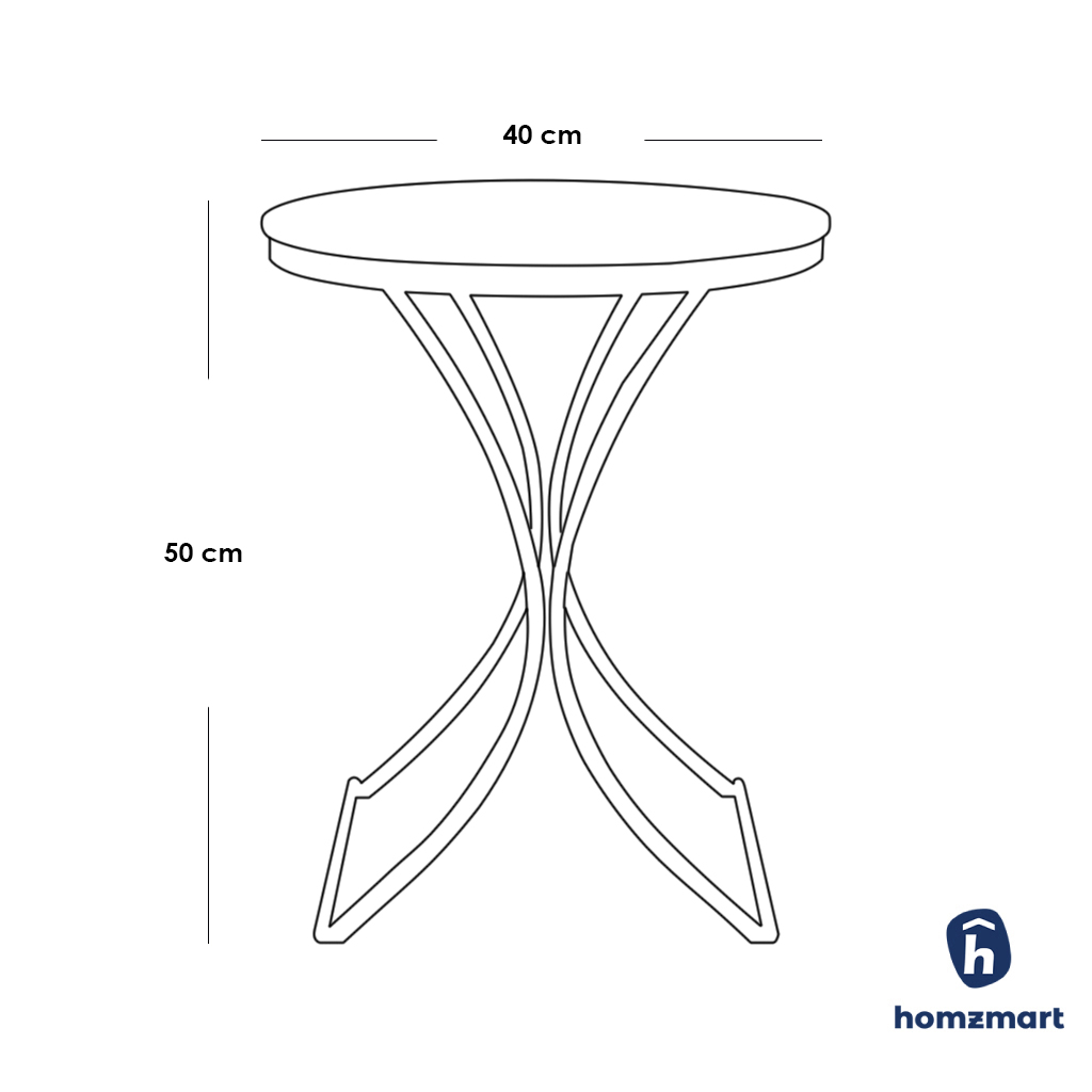 Steel and Marble Side Table Gold - 50x40 cm