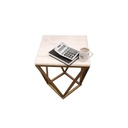 Steel and Marble Side Table Gold - 50x40x40 cm