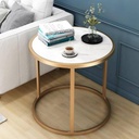 Steel and Marble Side Table Gold - 60x50 cm