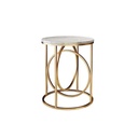 Steel and Marble Side Table Gold and White - 40x55 cm