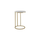 Steel and Marble Side Table Gold and White - 55x35 cm