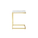 Steel and Marble Side Table White and Gold - 45x30x30 cm