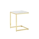 Steel and Marble Side Table White and Gold - 45x30x30 cm