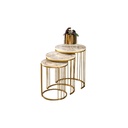 Steel and Marble Side Table set Gold - 3 Pieces