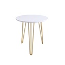 Steel and Marble Side Table set White and Gold - 60x50 cm