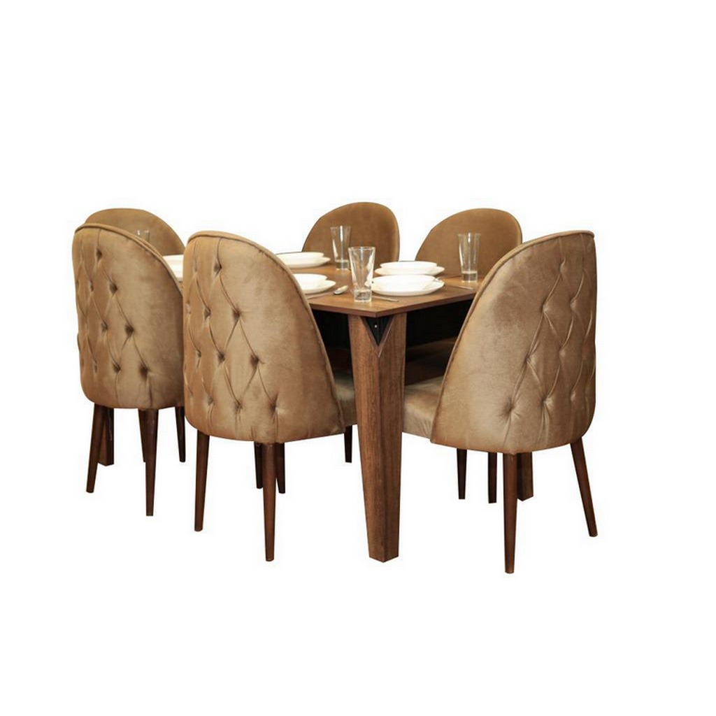 European Union wood Dining Room Set 7 pieces Brown