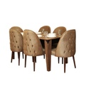 European Union wood Dining Room Set 7 pieces Brown