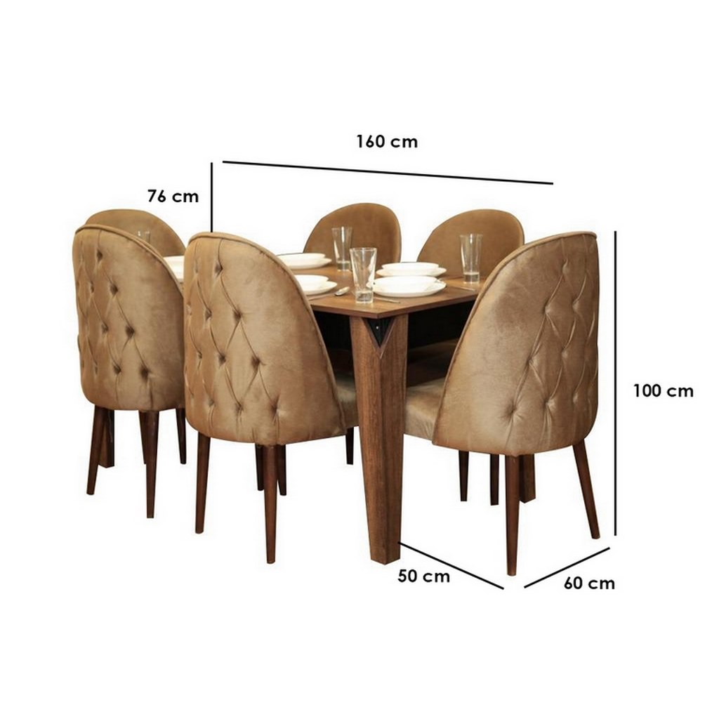 European Union wood Dining Room Set 7 pieces Brown