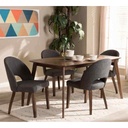 Beech Wood and Linen Dining Room Set 5 pieces Brown and Grey