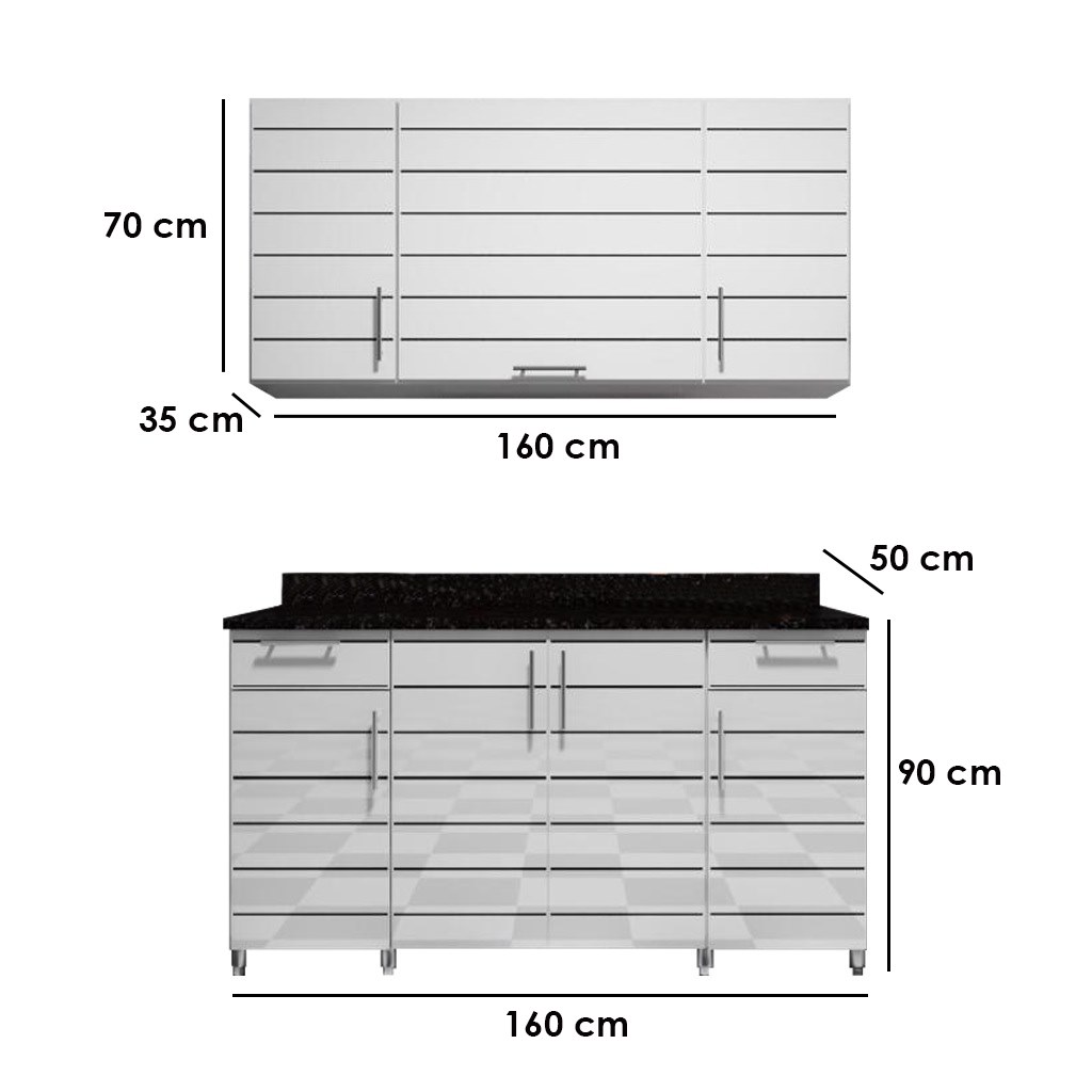 UV Full Kitchen White - 160 × 70 × 35 cm