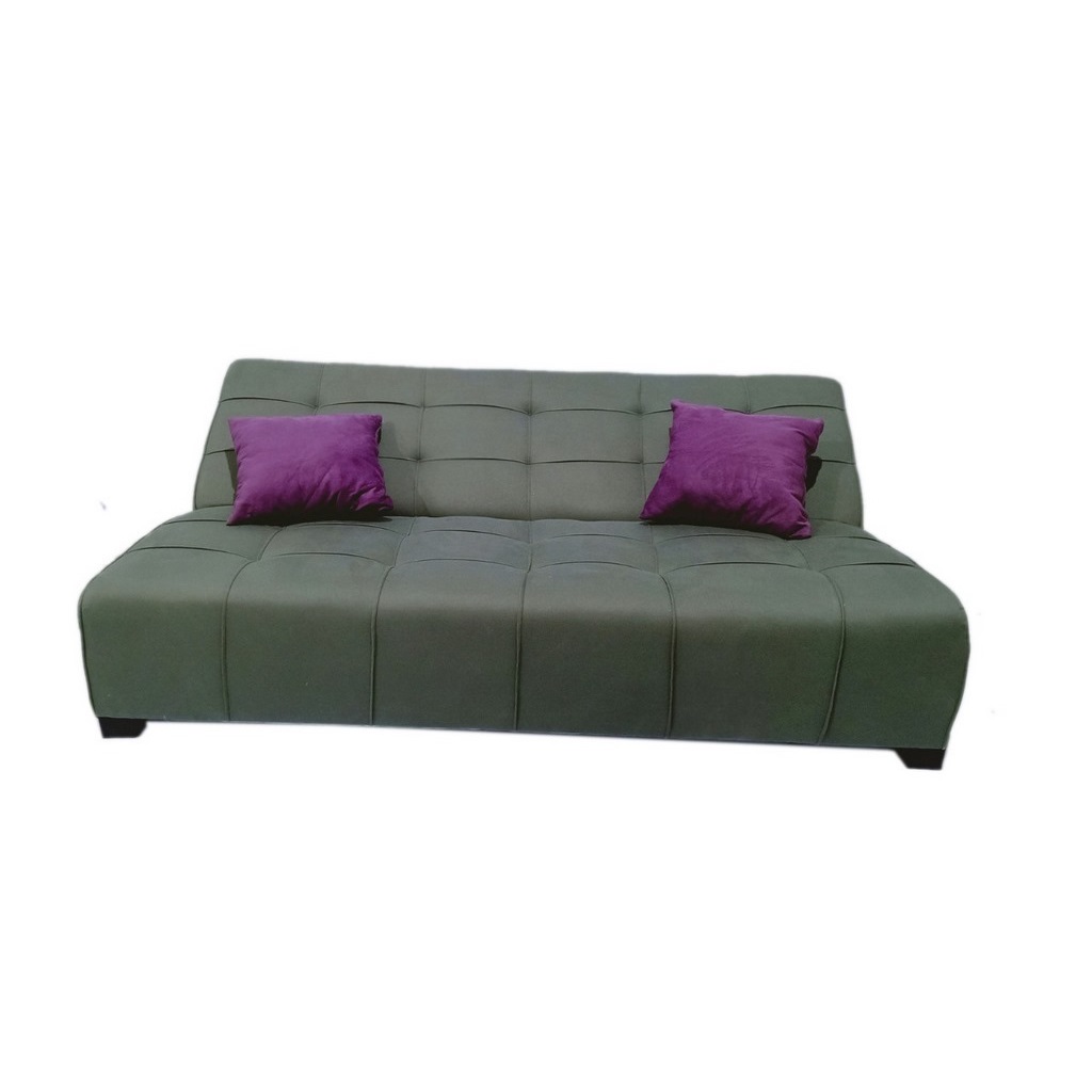 White Beech Wood and Velvet Fabric Sofa Bed - Grey