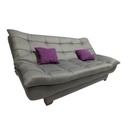 White Beech Wood and Velvet Fabric Sofa Bed - Grey