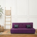 White Beech Wood and Velvet Fabric Sofa Bed - Purple