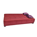 White Beech Wood and Velvet Fabric Sofa Bed - Red