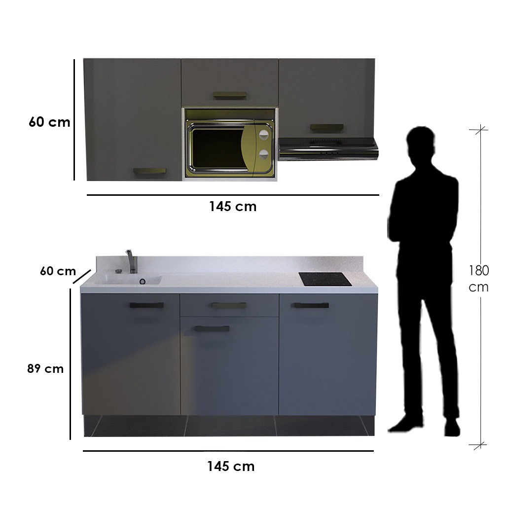 Wood Manufactured In The European Union Full Kitchen ـ White and Grey