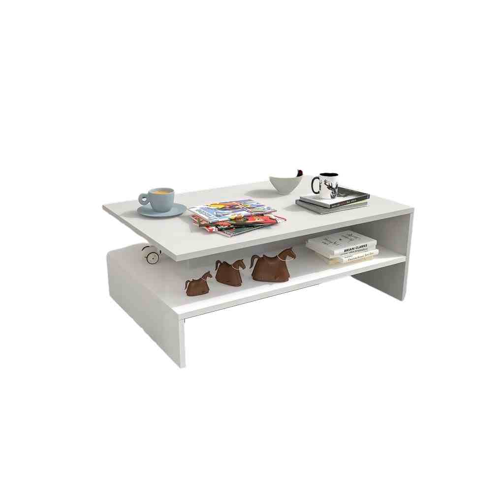 Wood Melamine and PVC Coffee Table White - 90x60x35 cm