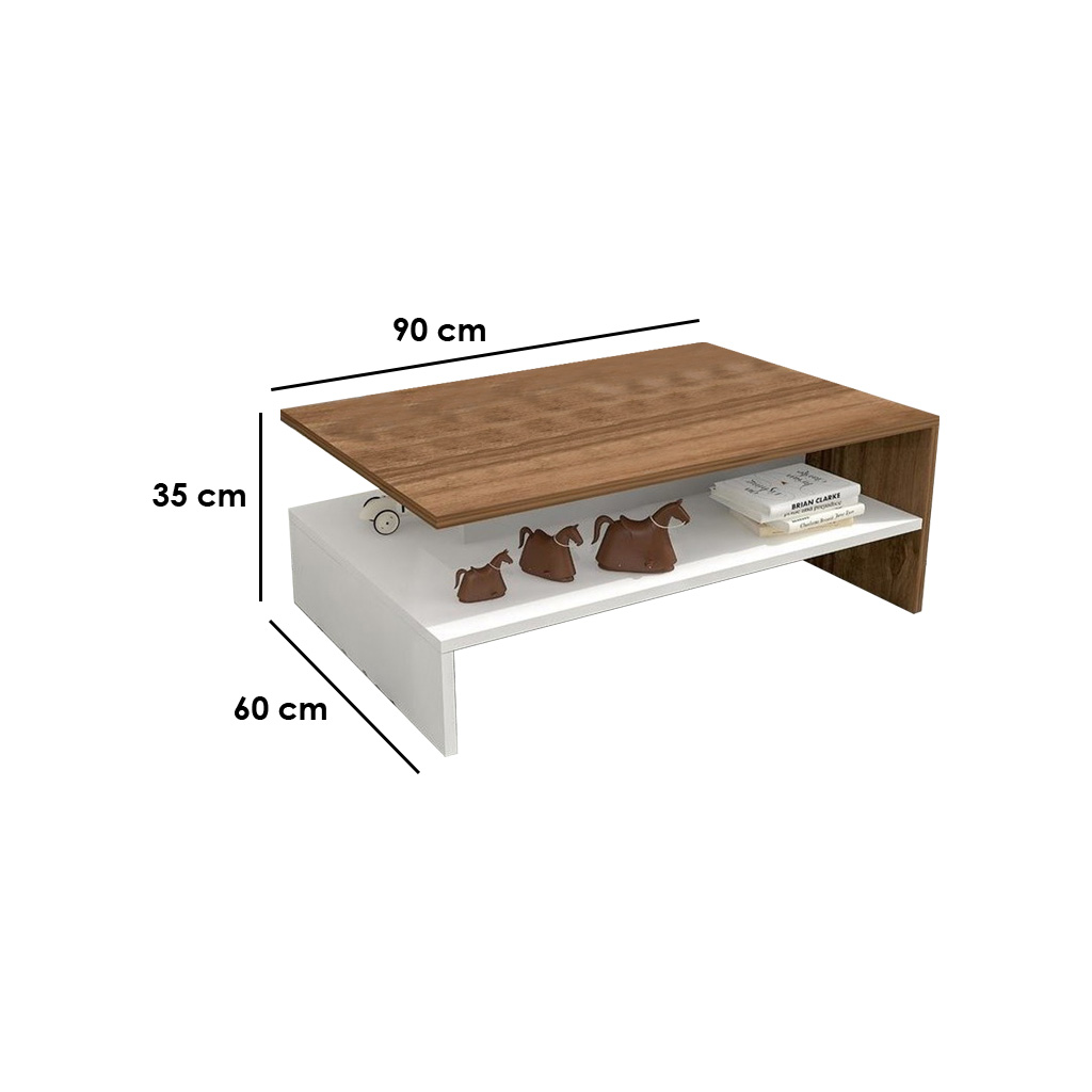 Wood Melamine and PVC Coffee Table White - 90x60x35 cm