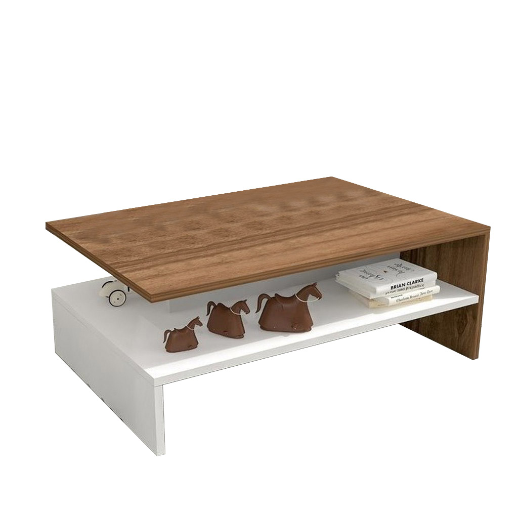 Wood Melamine and PVC Coffee Table White - 90x60x35 cm