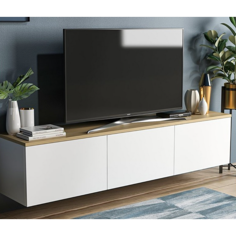 spanish MDF Beige and White Tv Unit - 35 × 32 × 160 cm