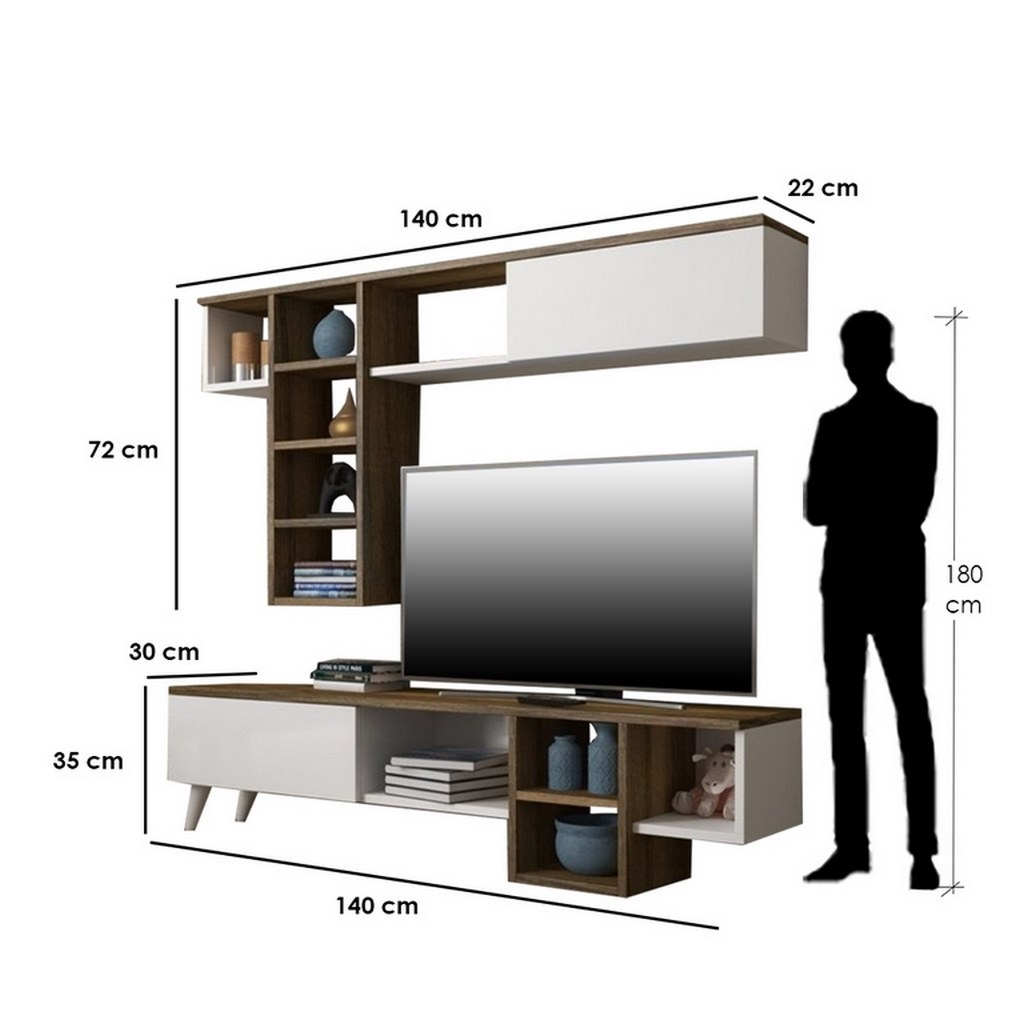 spanish MDF Tv Set Brown and White - 35 × 30 × 140 cm