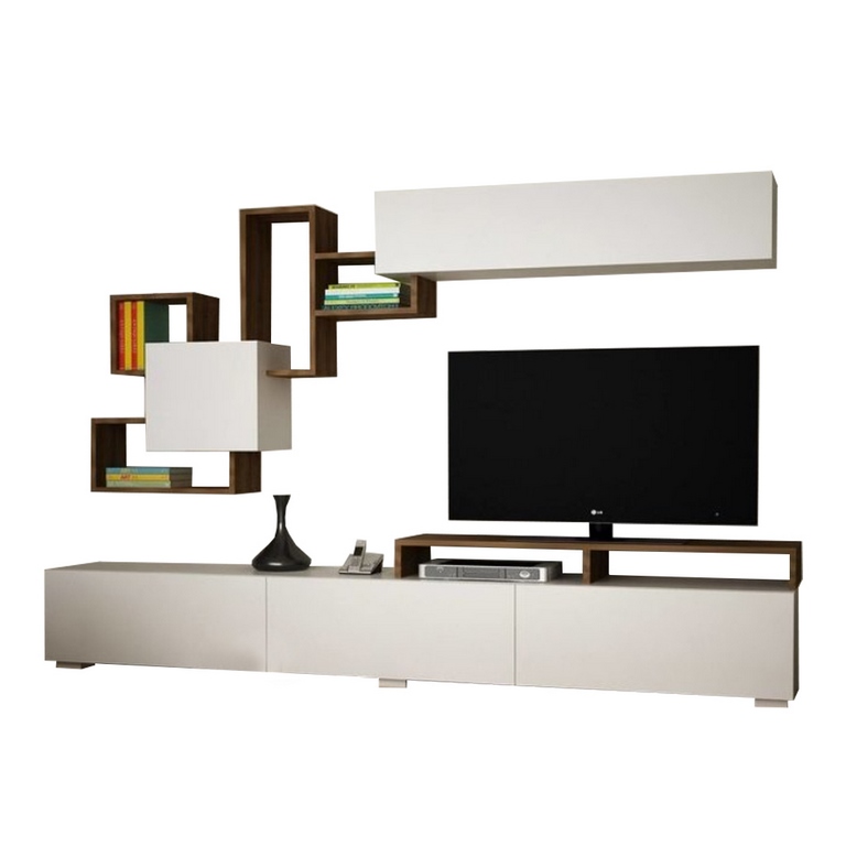 spanish MDF Tv Set Brown and White - 46 × 37 × 210 cm