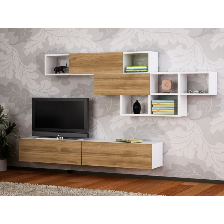 spanish MDF Tv Set White and Beige - 32 × 25 × 135 cm