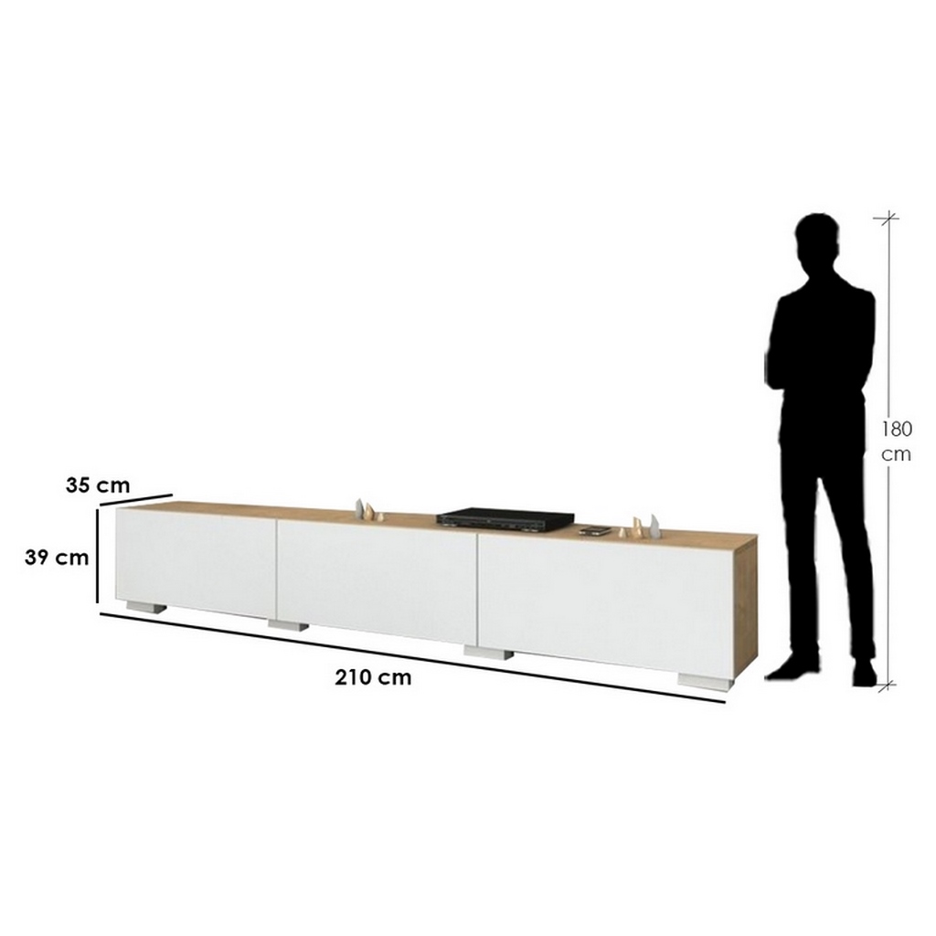 spanish MDF Tv Set White and Beige - 39 × 35 × 210 cm