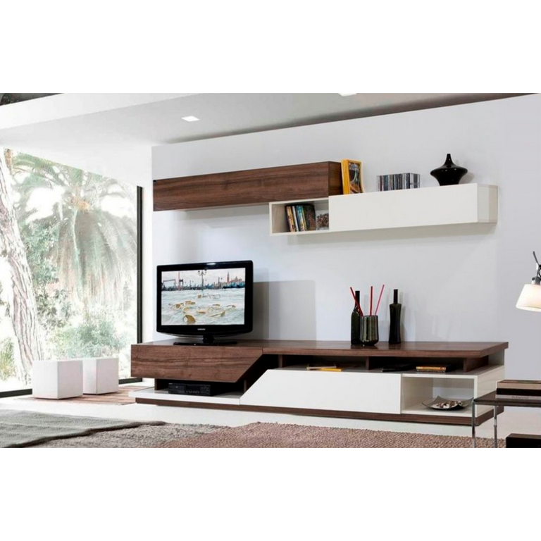 spanish MDF Tv Set White and Brown - 42 × 45 × 210 cm