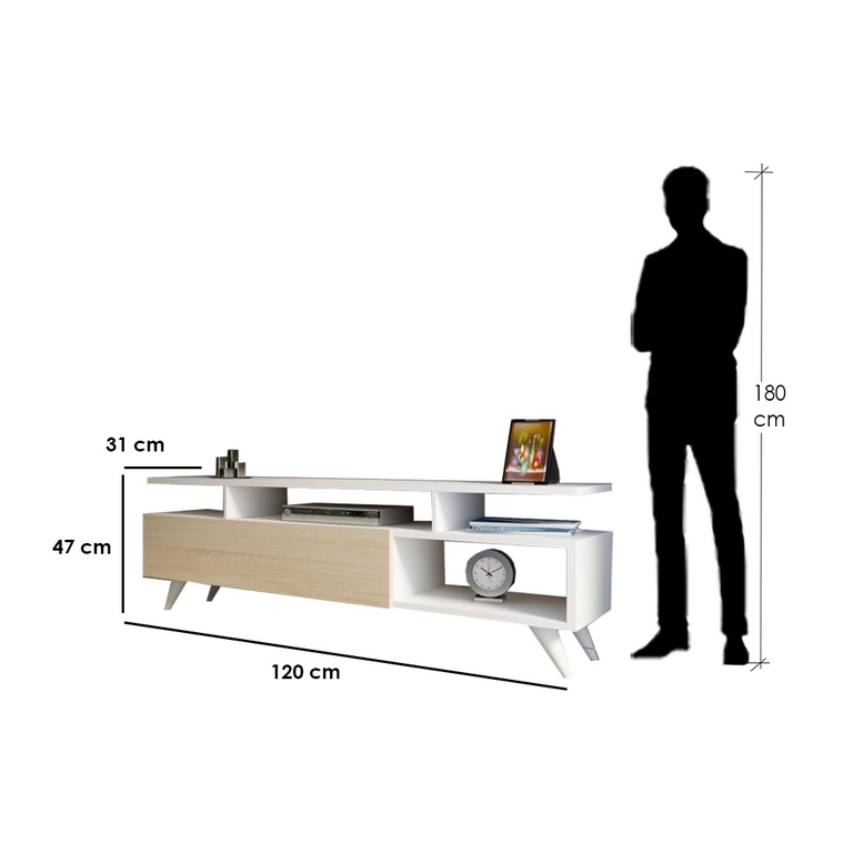 spanish MDF Tv Unit White and Beige - 47 × 31 × 120 cm