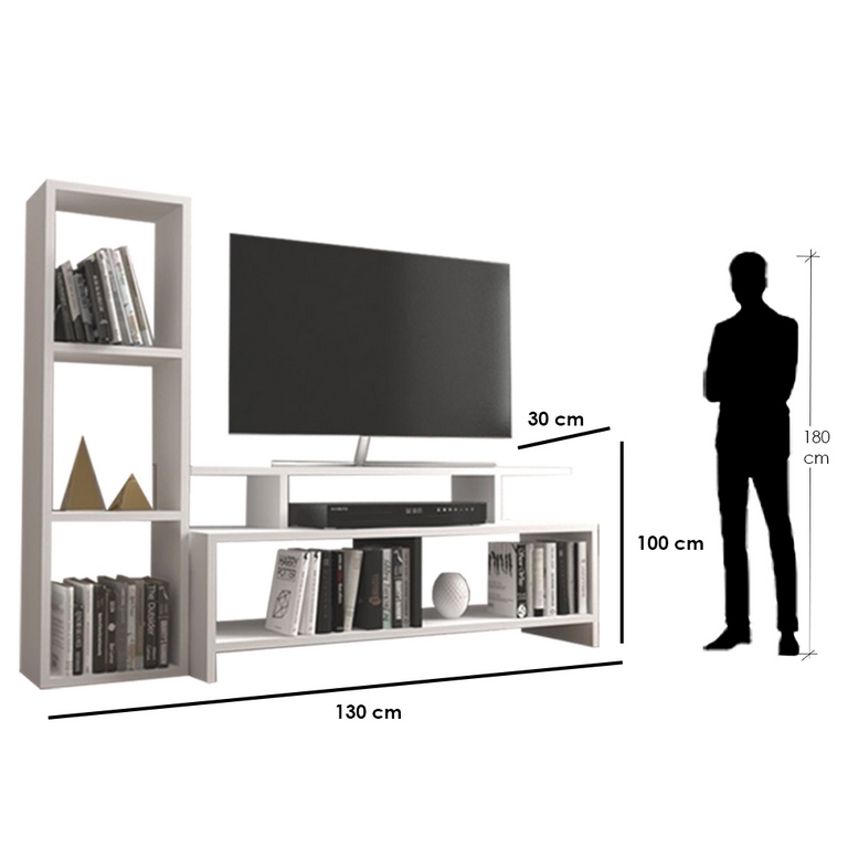 spanish MDF White Tv Set - 100 × 30 × 130 cm