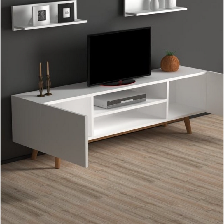 spanish MDF White Tv Set - 40 × 30 × 150 cm