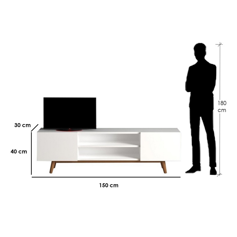 spanish MDF White Tv Set - 40 × 30 × 150 cm