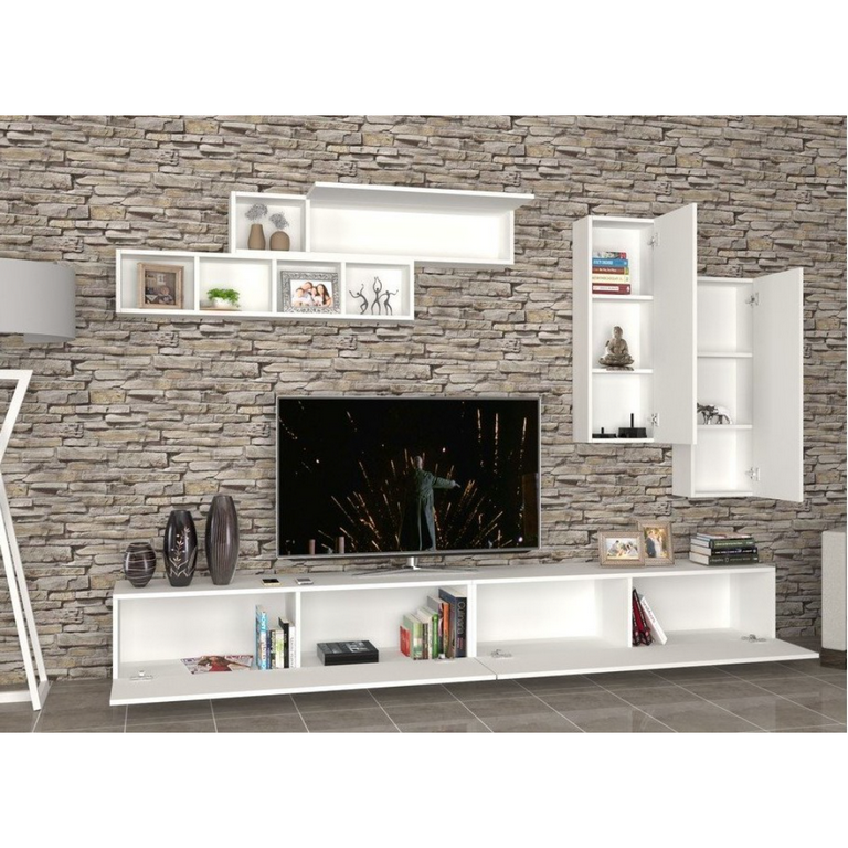 spanish MDF White Tv Set - 40 × 35 × 280 cm