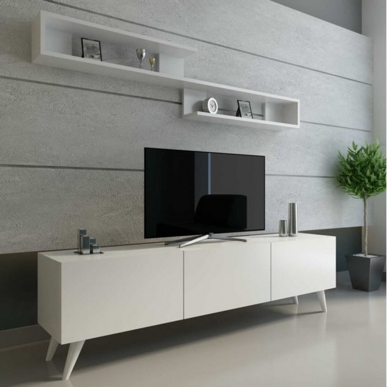 spanish MDF White Tv Set - 44 × 31 × 150 cm