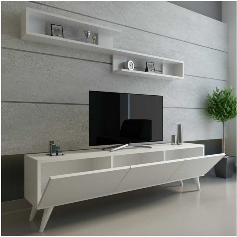 spanish MDF White Tv Set - 44 × 31 × 150 cm