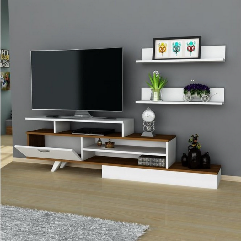 spanish MDF White Tv Set - 52 × 30 × 180 cm