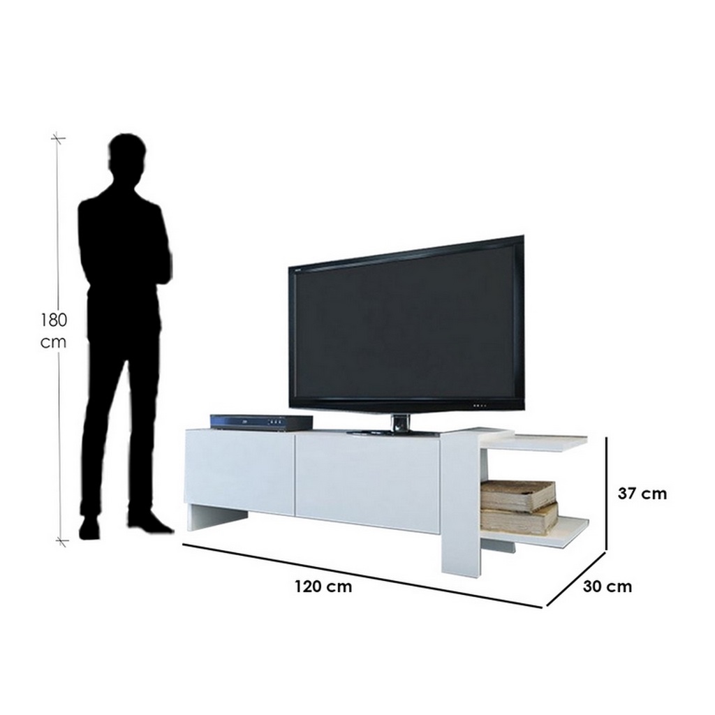 spanish MDF White Tv Unit - 37 × 30 × 120 cm